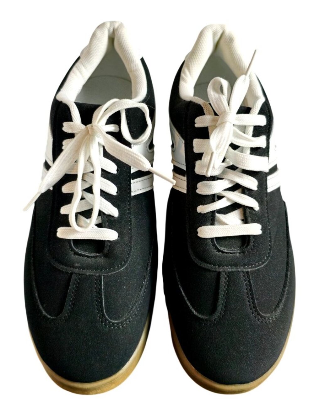 Womens 9 Vtg Athletic Sneakers Black White Lace-Up Fashion Comfortable Casual - Picture 3 of 11